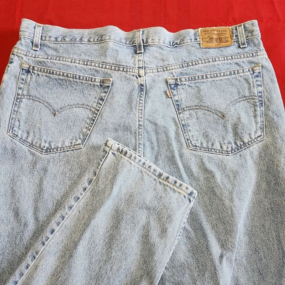 Vtg 90s Y2K Levis Orange Tab Jeans Mens 44x32 Relaxed Fit Light Wash Denim USA